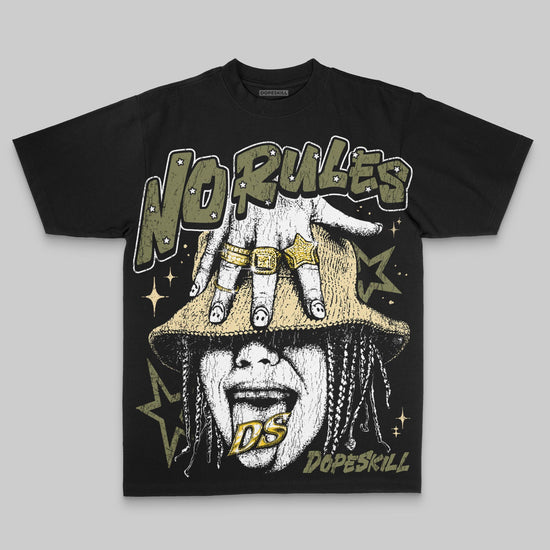 Olive Oversize Print No Rules DopeSkill Graphic Premium T-shirt Streetwear - Black