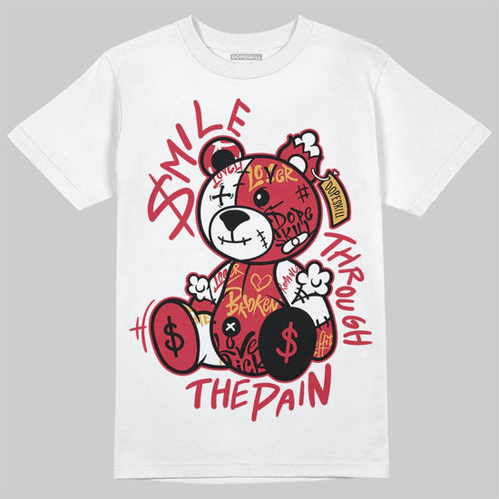 Air Diamond Turf Reverse Prime Red DopeSkill T-Shirt Smile Through The Pain Graphic Streetwear - White