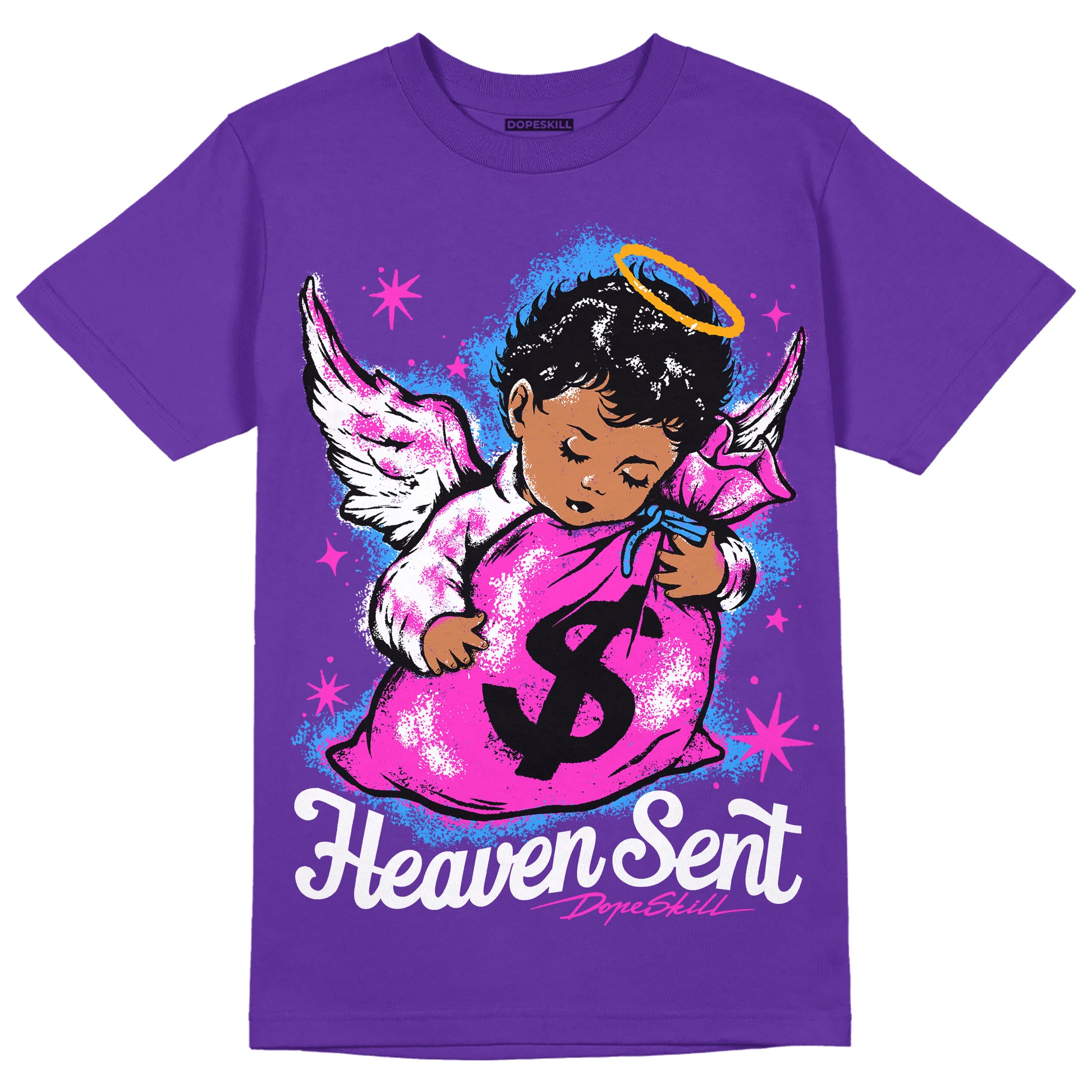 PURPLE Sneakers DopeSkill Purple T-Shirt Heaven Sent Graphic Streetwear