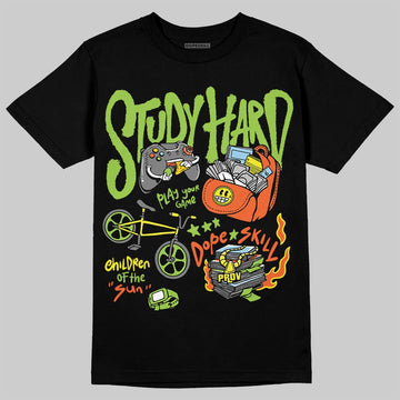 Neon Green Sneakers DopeSkill T-Shirt Study Hard Graphic Streetwear - Black