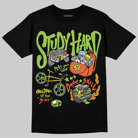 Neon Green Sneakers DopeSkill T-Shirt Study Hard Graphic Streetwear - Black