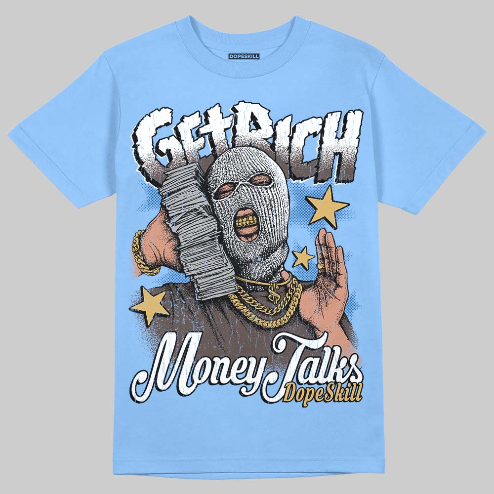 Adidas Handball Spezial ‘Light Blue’ DopeSkill T-Shirt Get Rich Graphic Streetwear - carolina blue