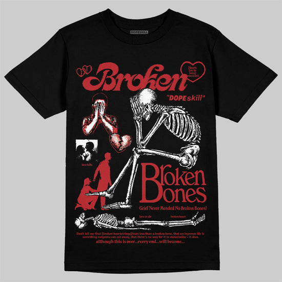 Jordan 12 Retro Flu Game (2025) DopeSkill T-Shirt Broken Bones Graphic Streetwear - Black