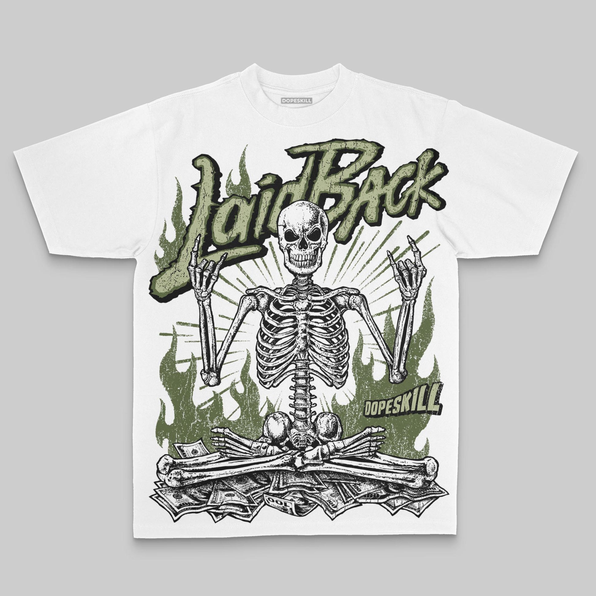 Olive Oversize Print Laid Back DopeSkill Graphic Premium T-shirt Streetwear - White