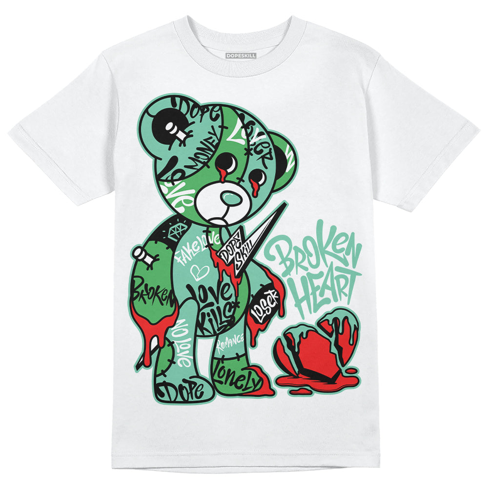 Jordan 1 High OG Green Glow DopeSkill T-Shirt Broken Heart Graphic Streetwear - White