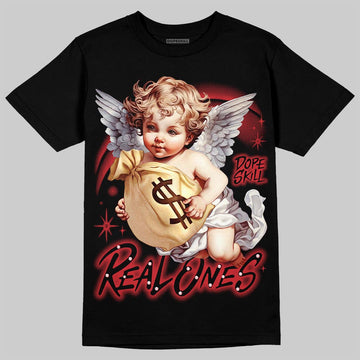 Jordan 12 Bloodline DopeSkill T-Shirt Real Ones Angel Graphic Streetwear - Black
