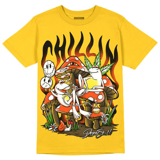 Jordan 4 Retro “Vivid Sulfur” DopeSkill Yellow T-shirt Chillin Graphic Streetwear 