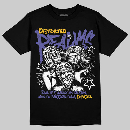 Jordan 4 Retro Lakers DopeSkill T-Shirt Distorted Realms Graphic Streetwear - Black