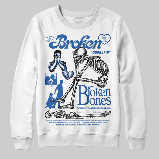 Jordan 12 “Blueberry” DopeSkill Sweatshirt Broken Bones Graphic Streetwear - White