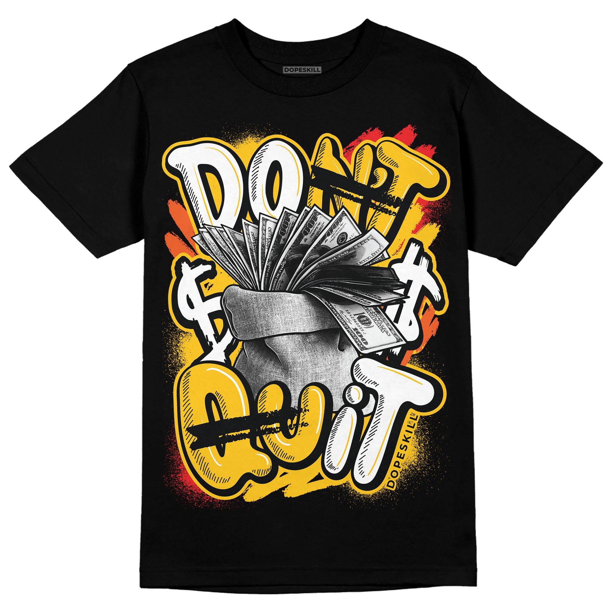 Yellow Sneakers DopeSkill T-Shirt Don't Quit Graphic Streetwear - Black