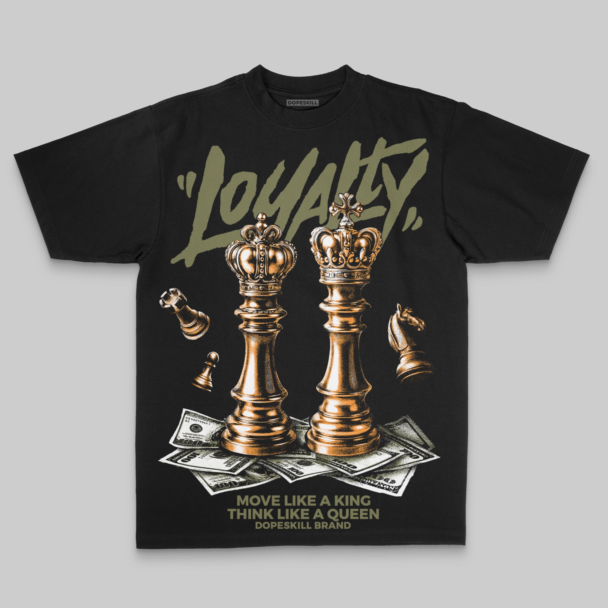 Olive Sneakers Oversize Print 'Loyalty' DopeSkill Graphic T-shirt Streetwear - Black