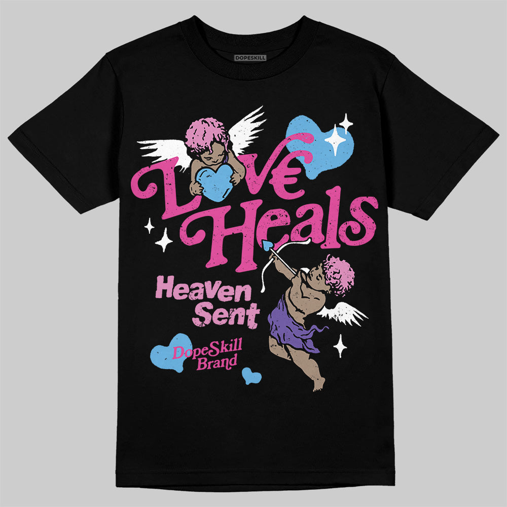 Dunk Low GS “Active Fuchsia” DopeSkill T-Shirt New Love Heals Graphic Streetwear - Black