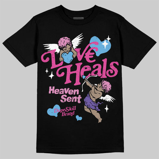 Dunk Low GS “Active Fuchsia” DopeSkill T-Shirt New Love Heals Graphic Streetwear - Black