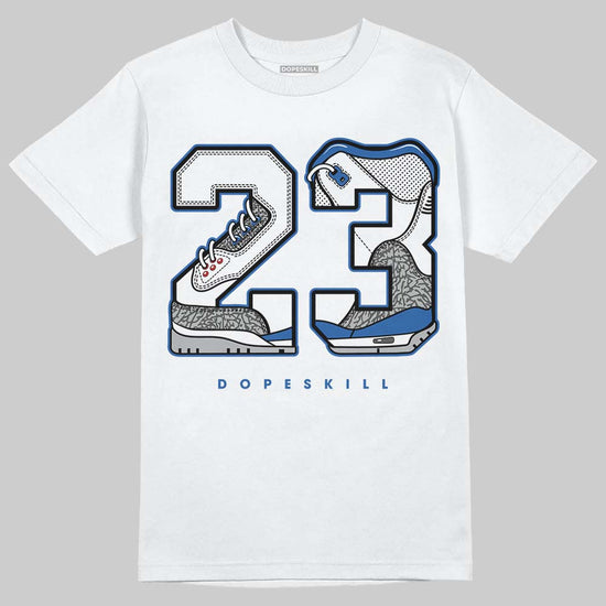 Jordan 3 "True Blue" DopeSkill T-Shirt 23 with 3s Pattern Graphic Streetwear - White