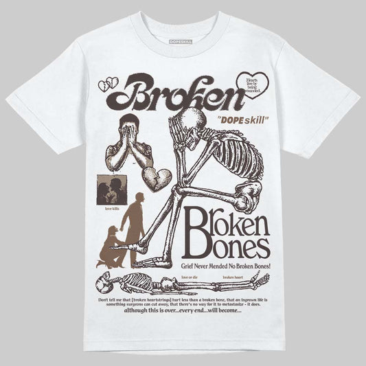 SoleFly x Air Jordan 12 Retro SP 'Cafecito/Baroque Brown' DopeSkill T-Shirt Broken Bones Graphic Streetwear - White 