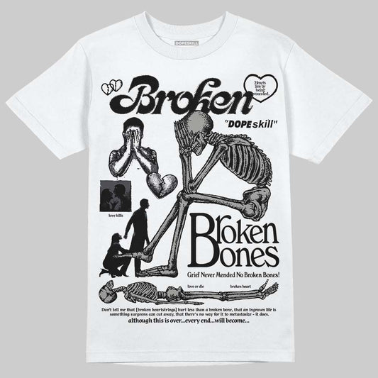 Jordan 3 Retro Black Cat DopeSkill T-Shirt Broken Bones Graphic Streetwear - White