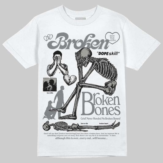 Jordan 9 Cool Grey DopeSkill T-Shirt Broken Bones Graphic Streetwear - White