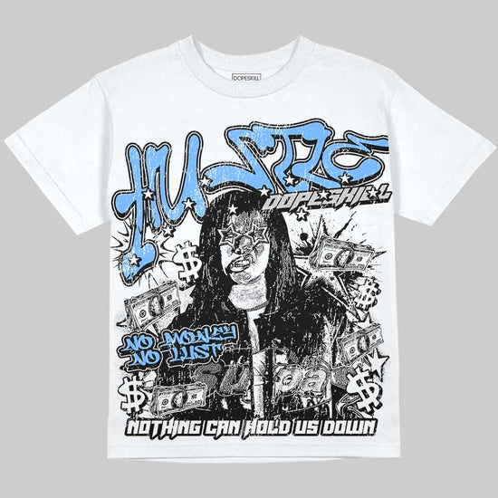 Jordan 5 Black University Blue DopeSkill Oversize Print T-Shirt No Money No Lust Graphic Streetwear - White 