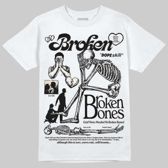 Jordan 5 Retro Reverse Metallic DopeSkill T-Shirt Broken Bones Graphic Streetwear - White