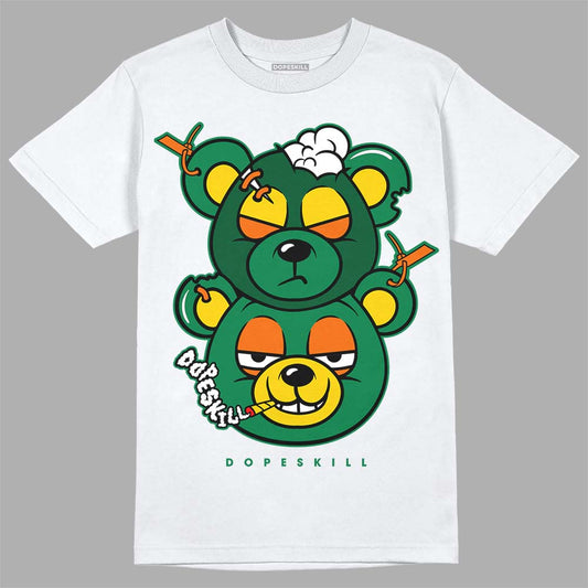 Green Sneakers DopeSkill T-Shirt New Double Bear Graphic Streetwear - White 