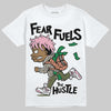 SB Dunk Low Pro x Arts-Rec Skateshop Rust Pink and Rough Green DopeSkill T-Shirt Fear Fuels The Hustle Graphic Streetwear - White