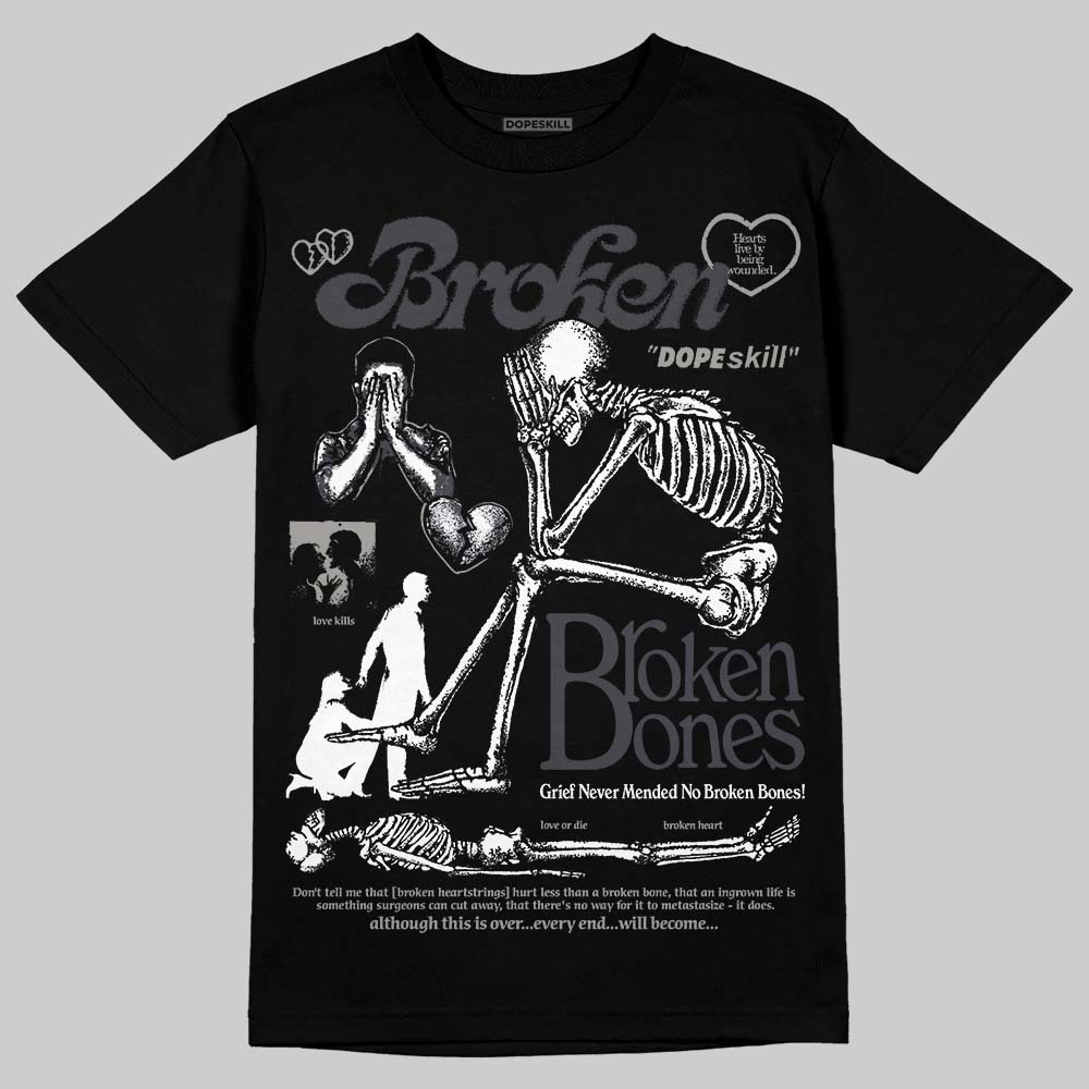 Jordan 3 Retro Black Cat DopeSkill T-Shirt Broken Bones Graphic Streetwear - Black