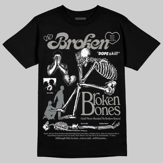 Jordan 9 Cool Grey DopeSkill T-Shirt Broken Bones Graphic Streetwear - Black