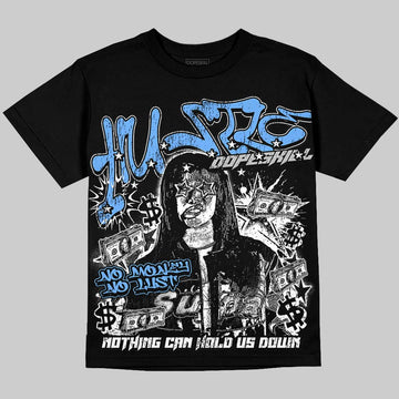 Jordan 5 Black University Blue DopeSkill Oversize Print T-Shirt No Money No Lust Graphic Streetwear - Black