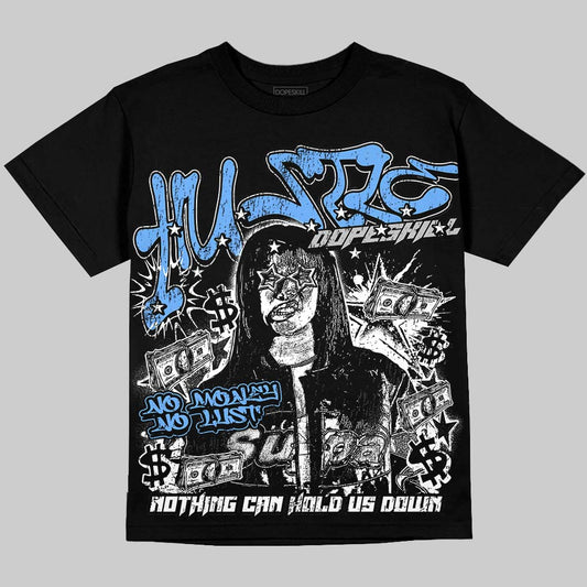 Jordan 5 Black University Blue DopeSkill Oversize Print T-Shirt No Money No Lust Graphic Streetwear - Black