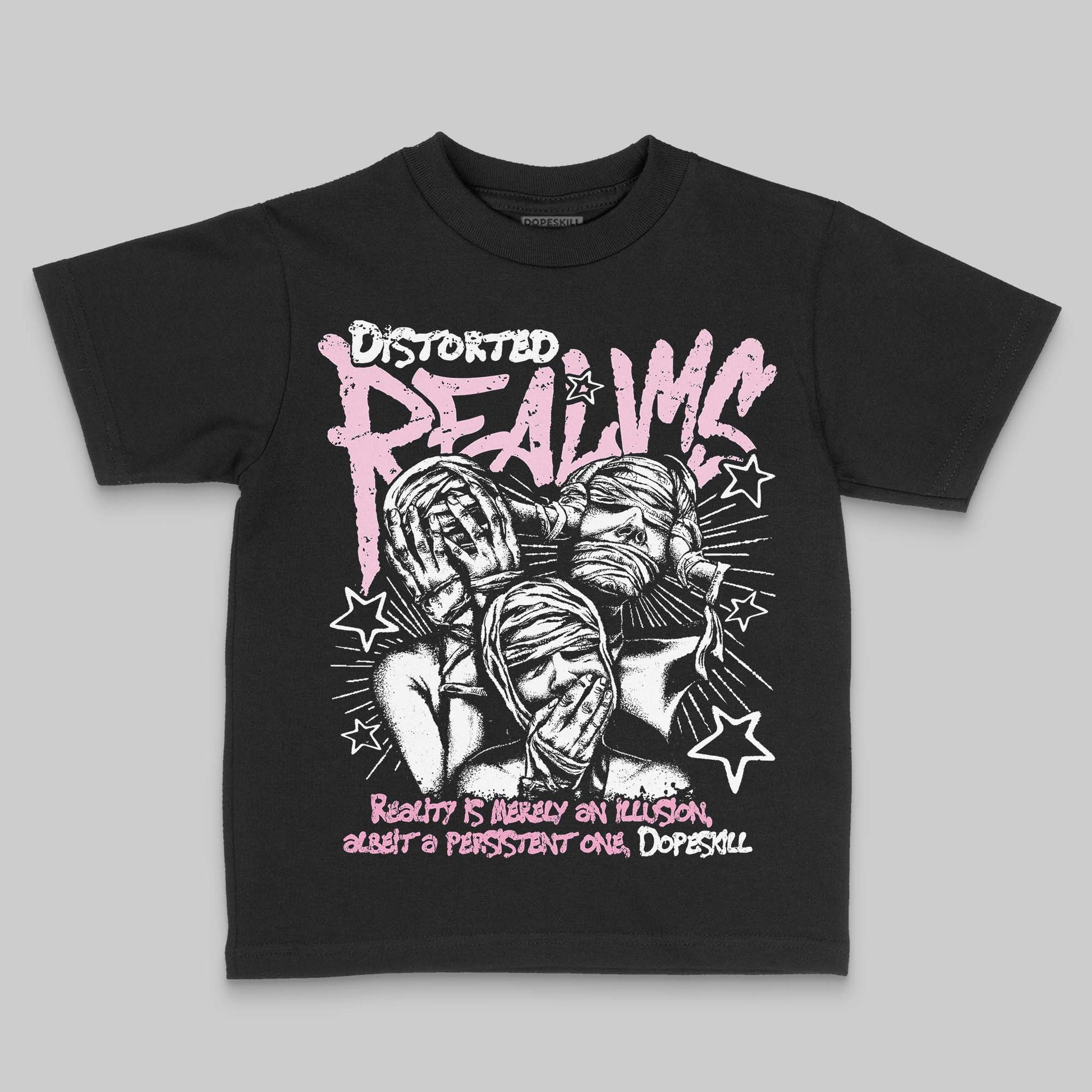 Jordan 12 GS “Pearl Pink” DopeSkill Toddler Kids T-shirt Distorted Realms Graphic Streetwear - Black
