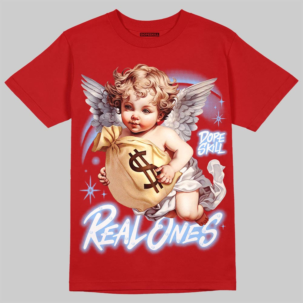 Jordan 11 Cherry DopeSkill T-Shirt Real Ones Angel Graphic Streetwear - Red