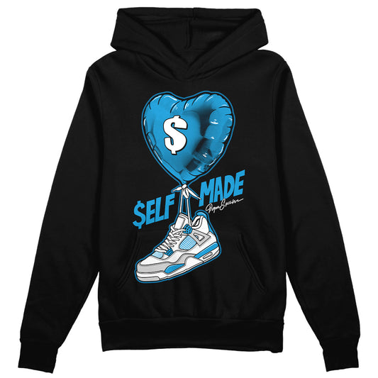 Jordan 4 Retro Military Blue DopeSkill Hoodie Sweatshirt Self Made Graphic Streetwear - Black