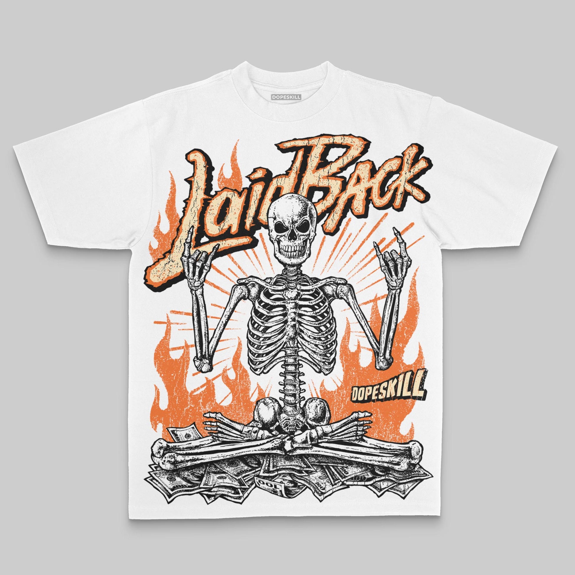 Orange Oversize Print Laid Back DopeSkill Graphic Premium T-shirt Streetwear - White