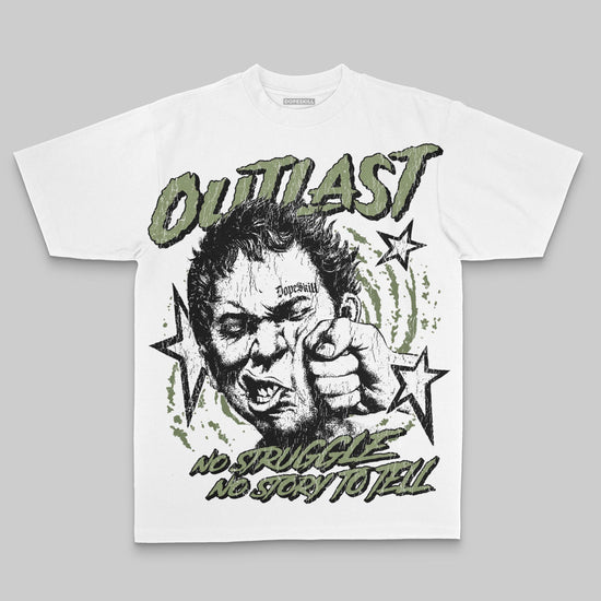 Olive Oversize Print Outlast DopeSkill Graphic T-shirt Streetwear - White