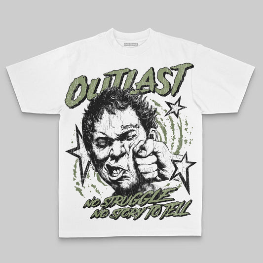 Olive Oversize Print Outlast DopeSkill Graphic T-shirt Streetwear - White