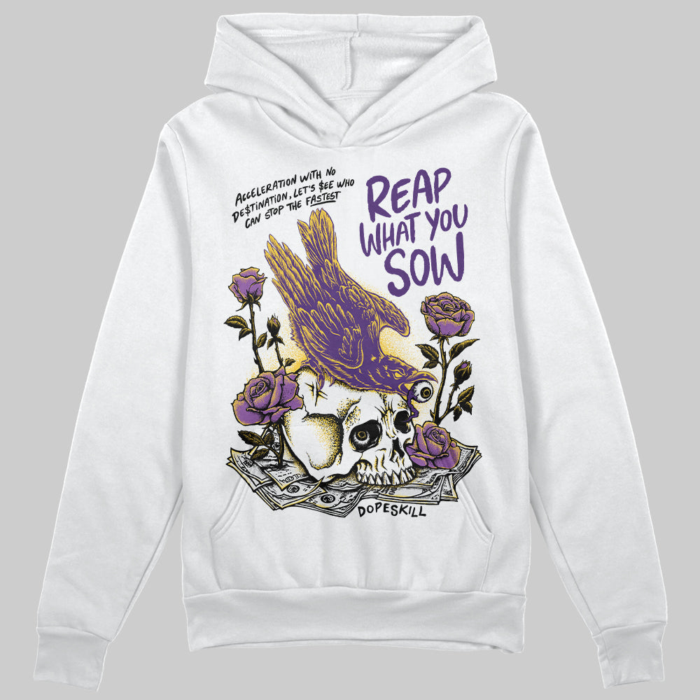 Jordan 12 "Field Purple" DopeSkill Hoodie Sweatshirt Reap What You Sow Graphic Streetwear - White