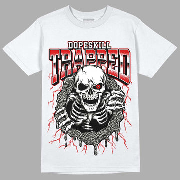 Jordan 3 Retro Fire Red DopeSkill T-Shirt Trapped Halloween Graphic Streetwear - White 