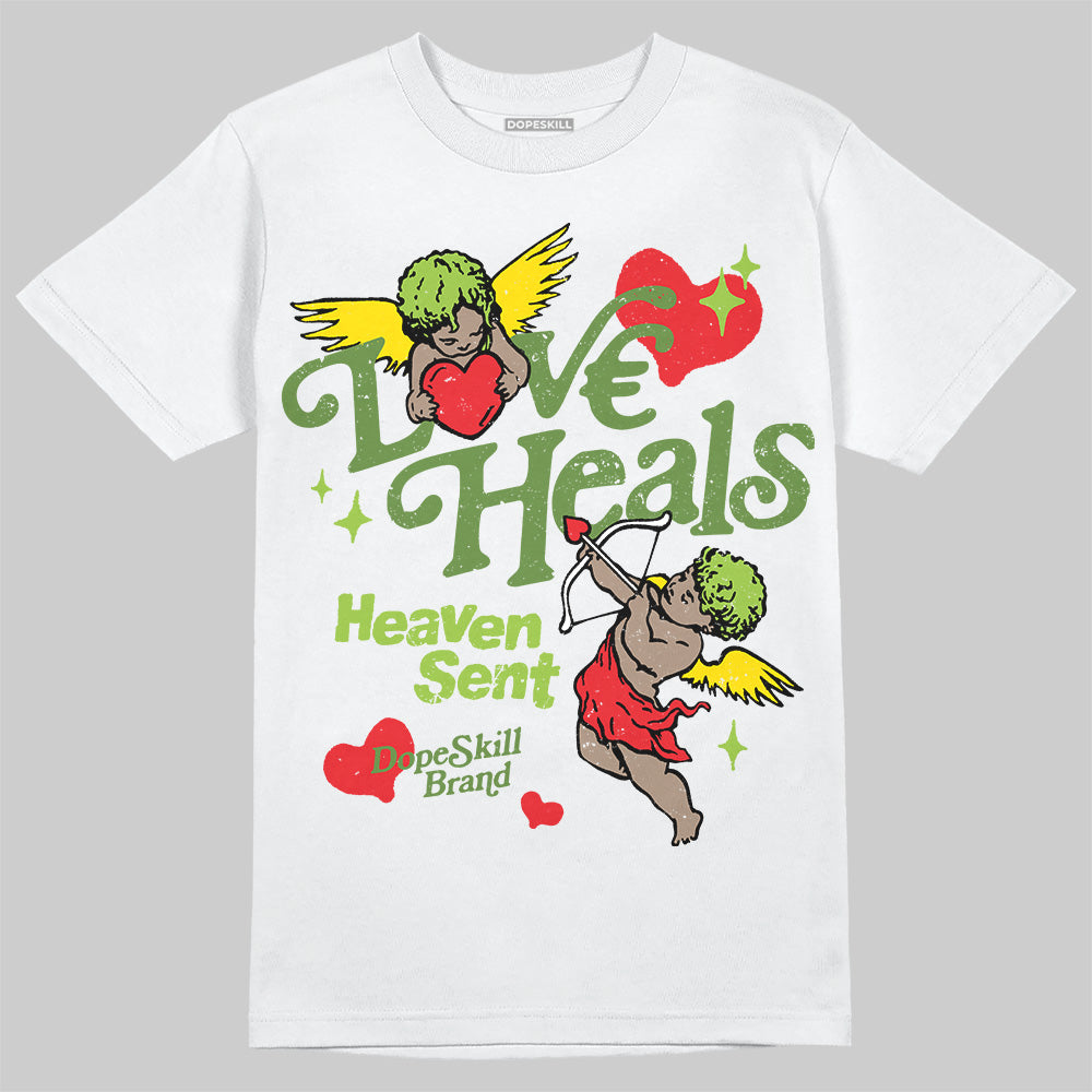 SB Dunk Low Chlorophyll DopeSkill T-Shirt New Love Heals Graphic Streetwear - White