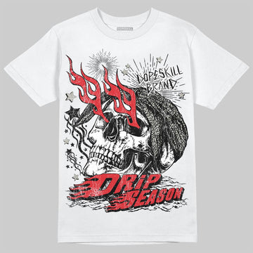Jordan 3 Retro Fire Red DopeSkill T-Shirt Drip Season Graphic Streetwear - White 