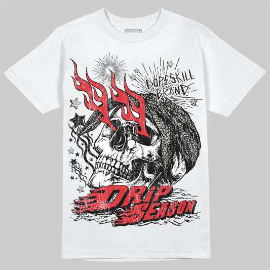 Jordan 3 Retro Fire Red DopeSkill T-Shirt Drip Season Graphic Streetwear - White 