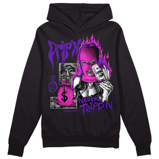 Jordan 13 Court Purple DopeSkill Hoodie Sweatshirt Drip'n Never Tripp'n Graphic Streetwear - Black