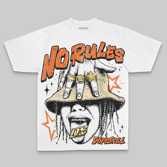 Orange Oversize Print No Rules DopeSkill Graphic Premium T-shirt Streetwear - White