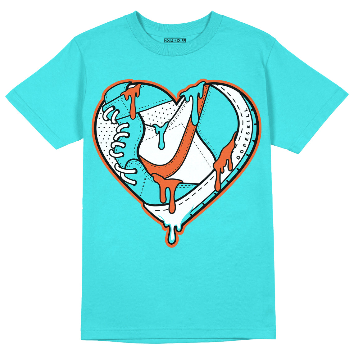 Dunk Low “Miami Dolphins” DopeSkill Tahiti Blue T-shirt Heart Jordan Graphic Streetwear