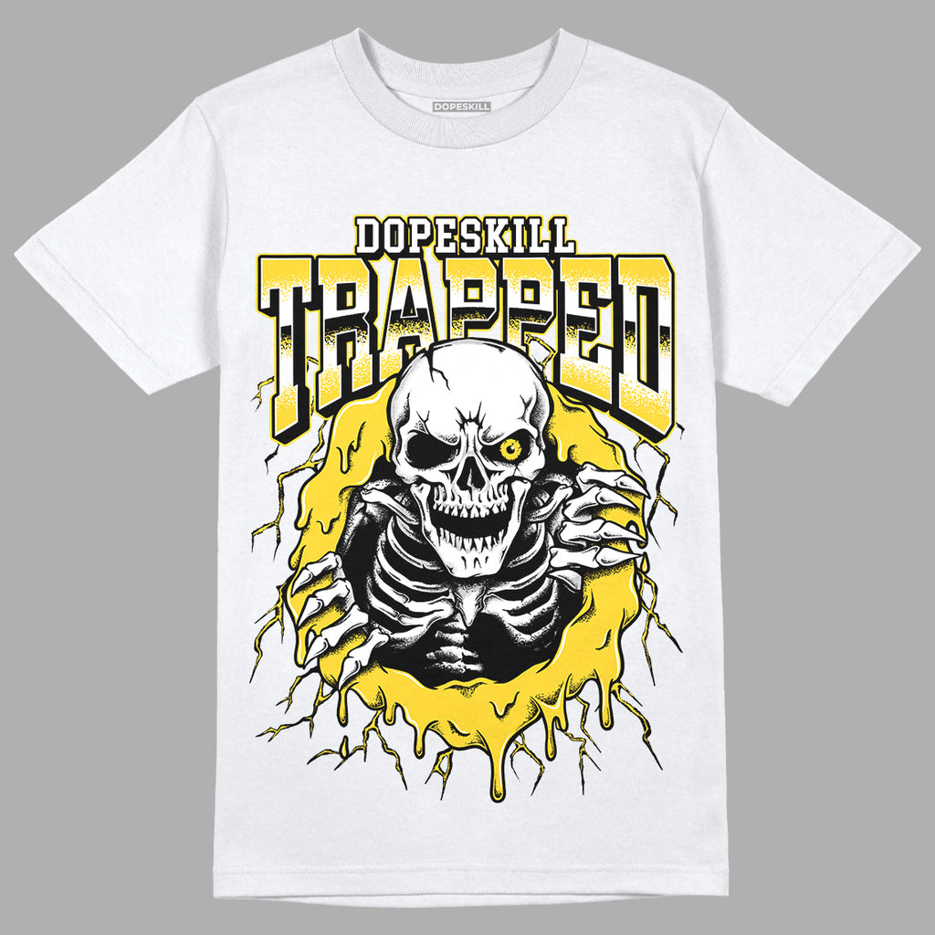 Jordan 4 Tour Yellow Thunder DopeSkill T-Shirt Trapped Halloween Graphic Streetwear - White 