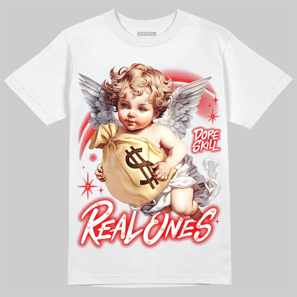 Jordan 11 Cherry DopeSkill T-Shirt Real Ones Angel Graphic Streetwear - White 