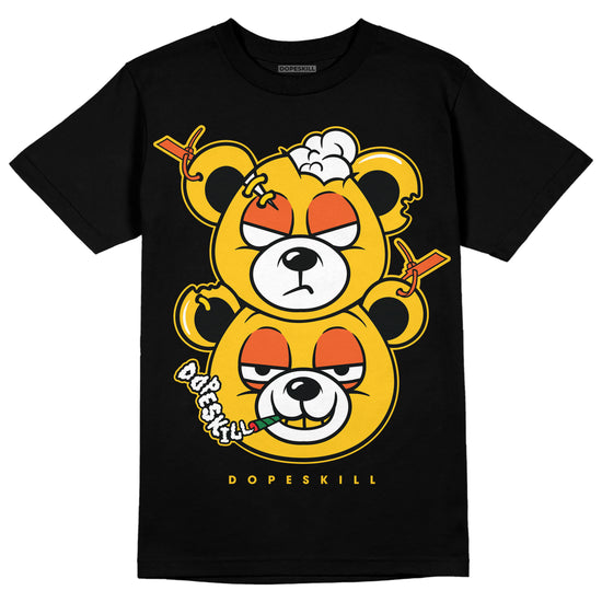 Yellow Sneakers DopeSkill T-Shirt New Double Bear Graphic Streetwear - Black