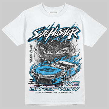 Jordan 4 Retro Military Blue DopeSkill T-Shirt New Side Hustler Graphic Streetwear - White