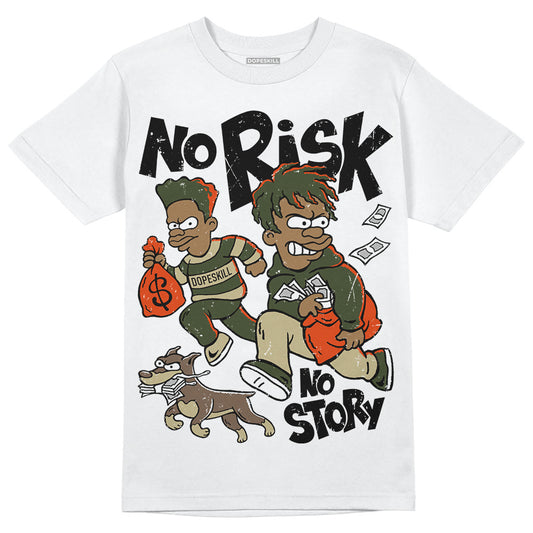 Olive Sneakers DopeSkill T-Shirt No Risk No Story Graphic Streetwear - White