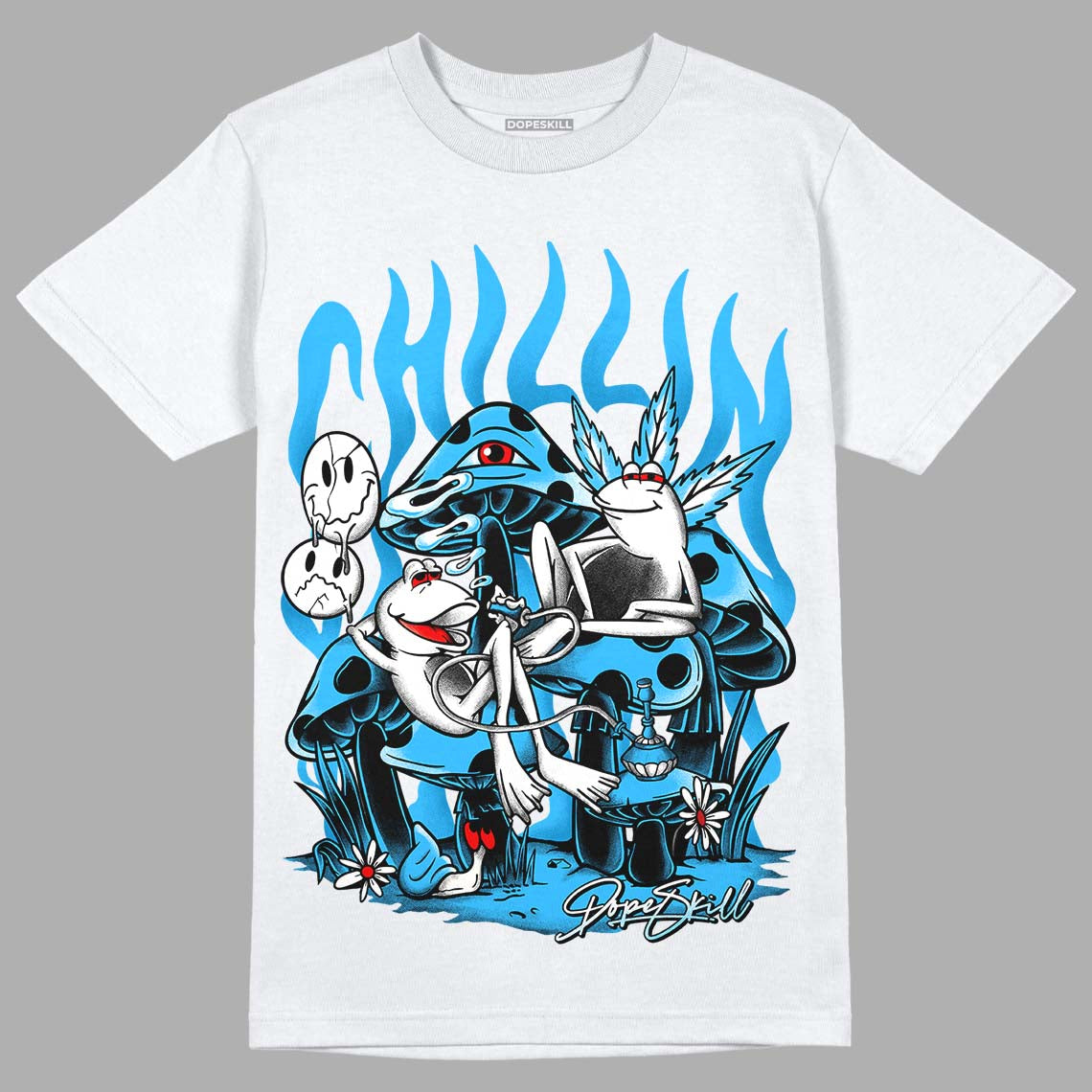 Jordan 1 High Retro OG “University Blue” DopeSkill T-Shirt Chillin Graphic Streetwear - White