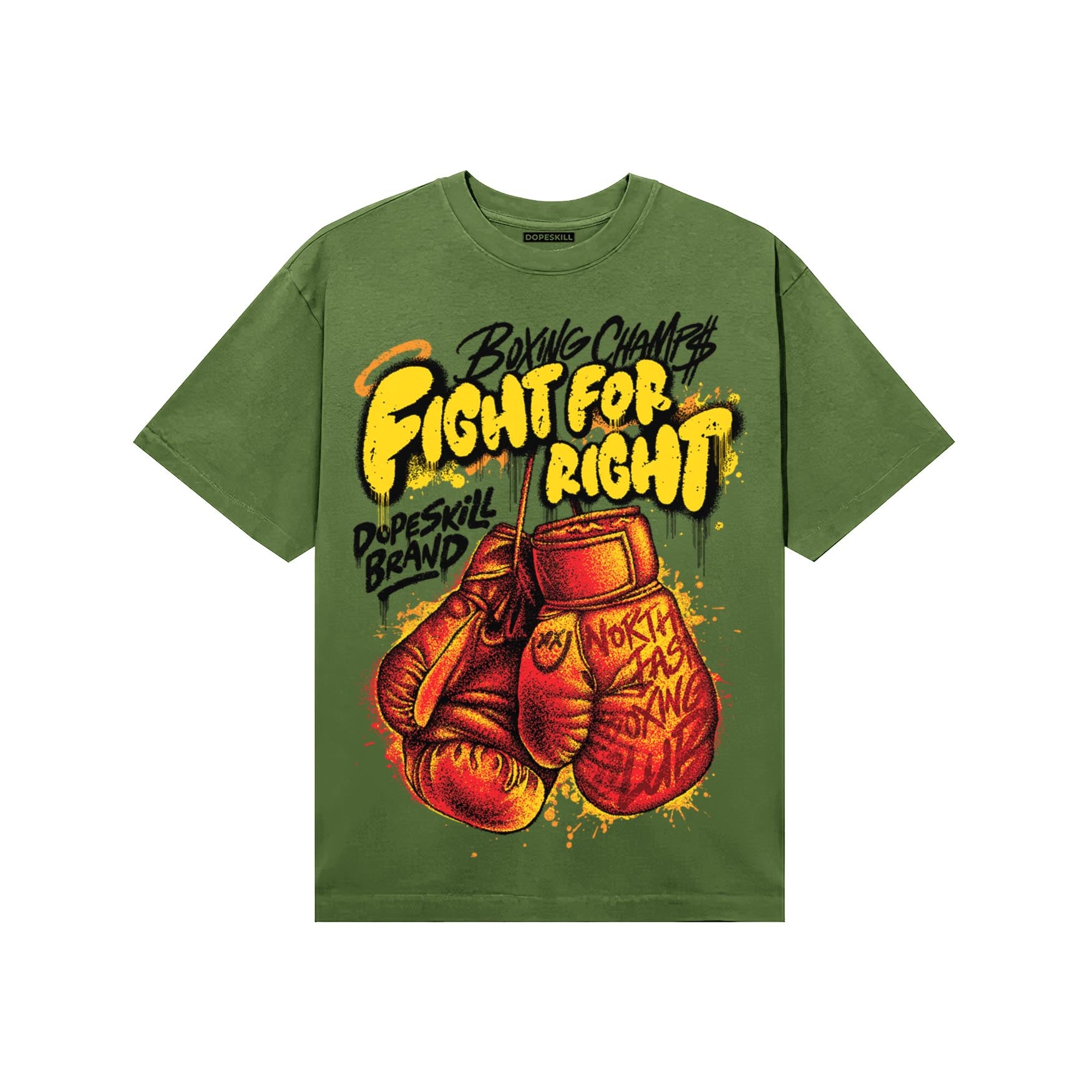 Olive Sneakers DopeSkill T-Shirt Fight For Right Graphic Streetwear - Military Green